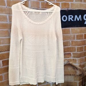 White cable knit sweater